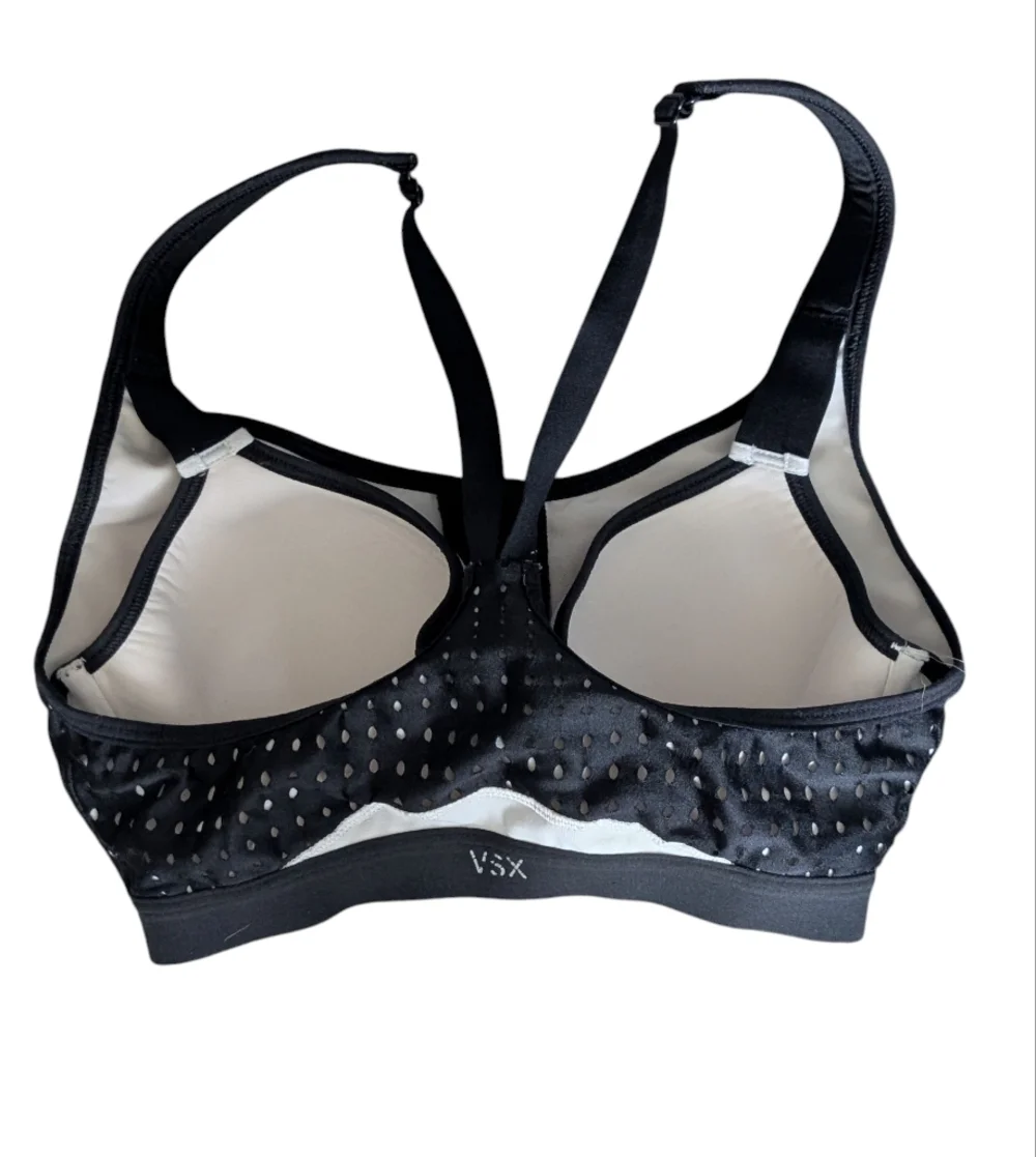VSX Sport Perforated Black Zip-Front Sports Bra 32C